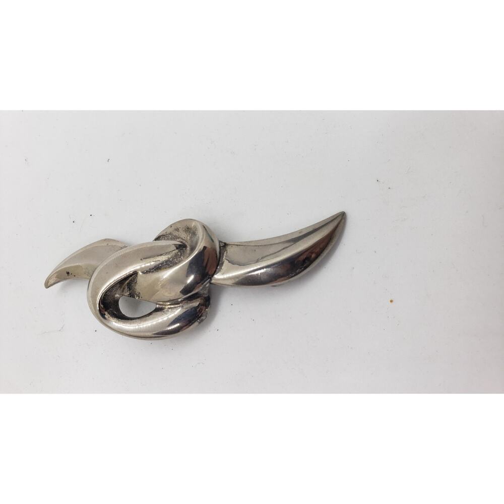 Vintage Givenchy Love Knot Brooch Signed 1970s Designer Silver Metal Pin - Picture 3 of 10